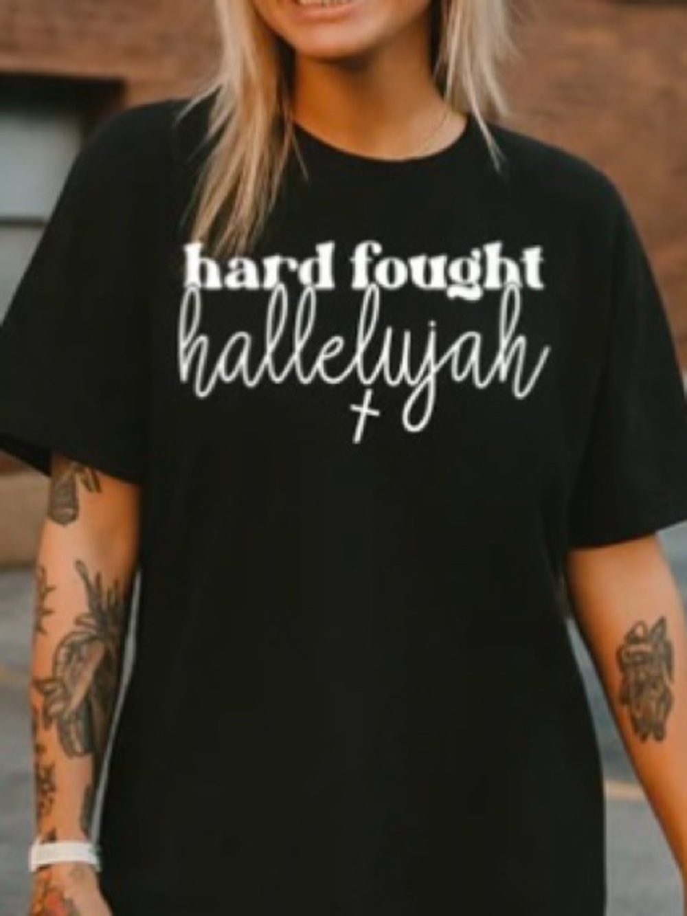 Hard Fought Hallelujah Graphic Tee - Women